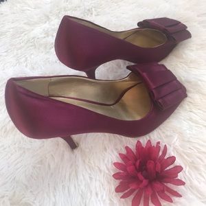 Nine West SARNO Purple Satin Peep Toe  Heels